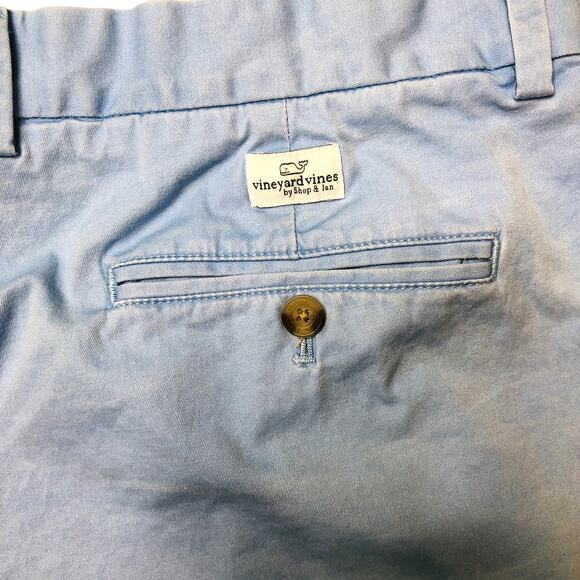 Vineyard Vines Light Blue White Marbling Flat Front Cotton Shorts Mens 40 - Picture 7 of 7